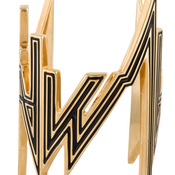 Balmain Gold & Black Metal Geometric Cuff Bracelet EUC $1200+ - Picture 1 of 13
